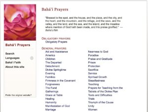 Bahai Prayers website